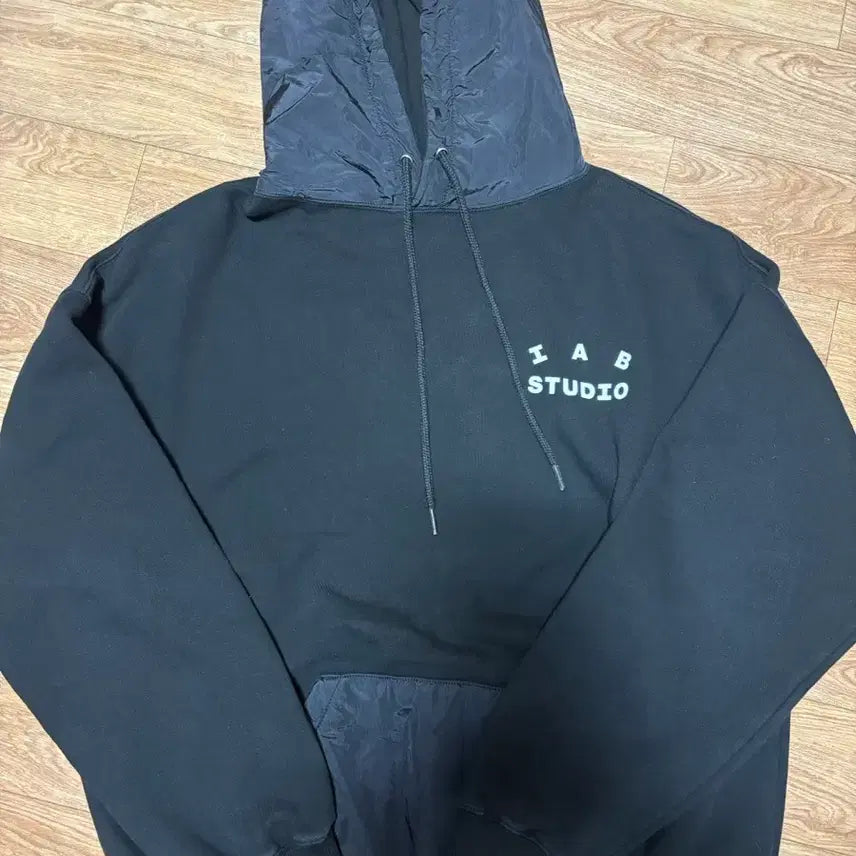 [BUNJANG] IAB Studio Woven Hoodie Black XL / 아이앱 스튜디오 우븐 후드 블랙XL