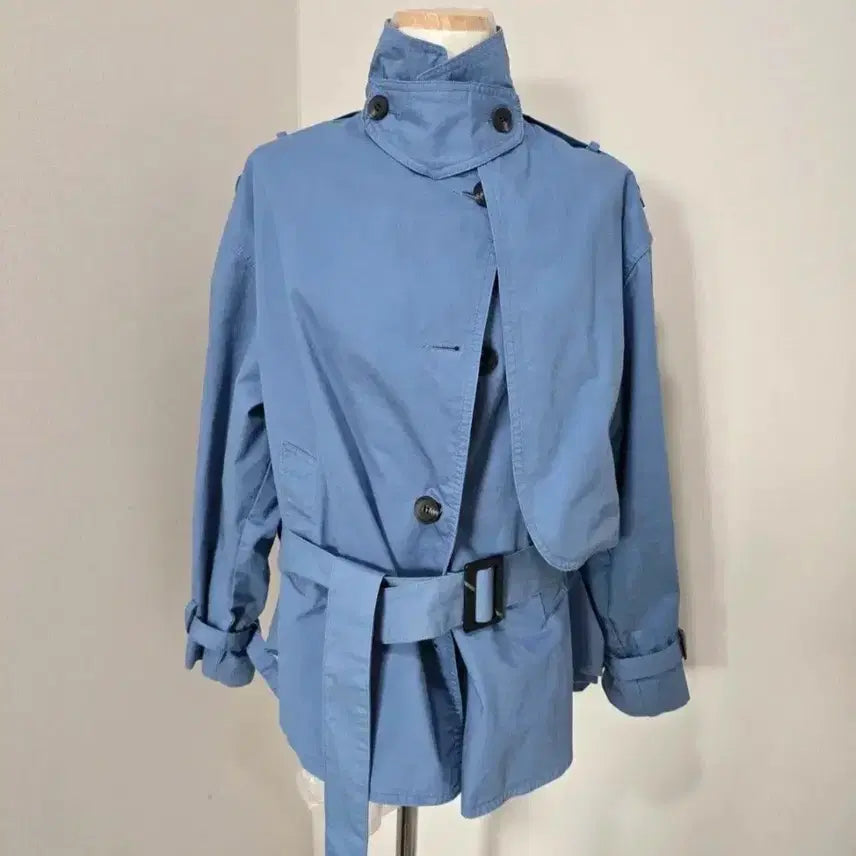 [BUNJANG] Trench Coat Blue / 숏기장 트렌치 블루 프리 사이즈