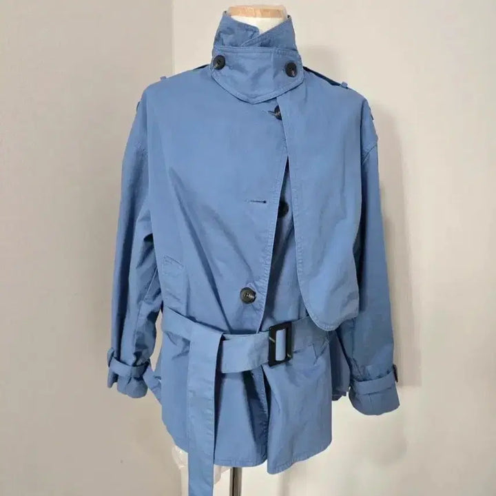 [BUNJANG] Trench Coat Blue / 숏기장 트렌치 블루 프리 사이즈