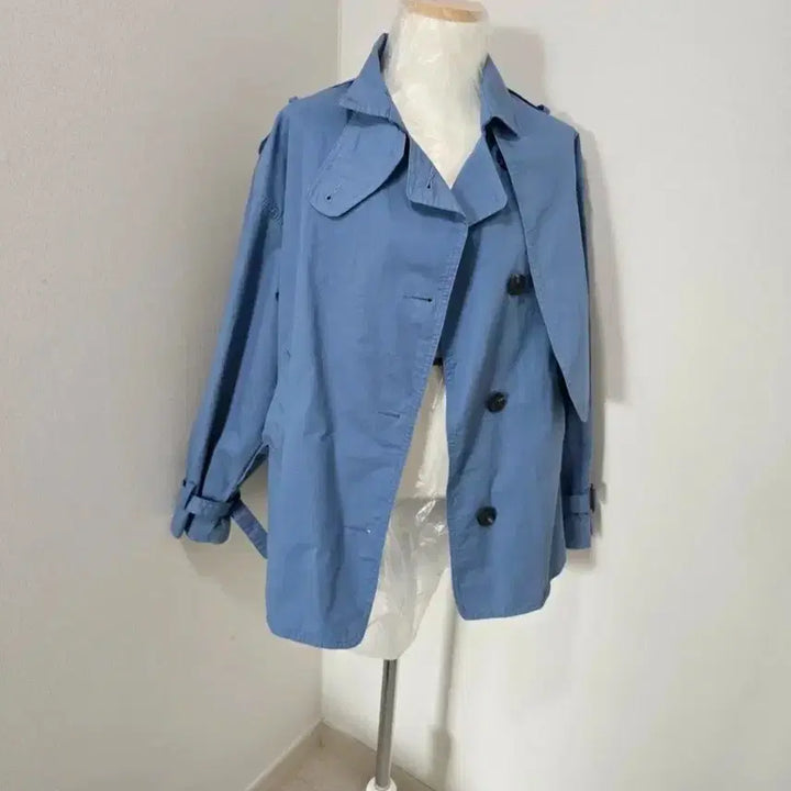 [BUNJANG] Trench Coat Blue / 숏기장 트렌치 블루 프리 사이즈