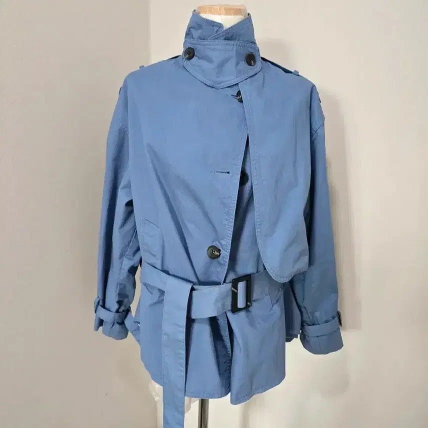 [BUNJANG] Trench Coat Blue / 숏기장 트렌치 블루 프리 사이즈