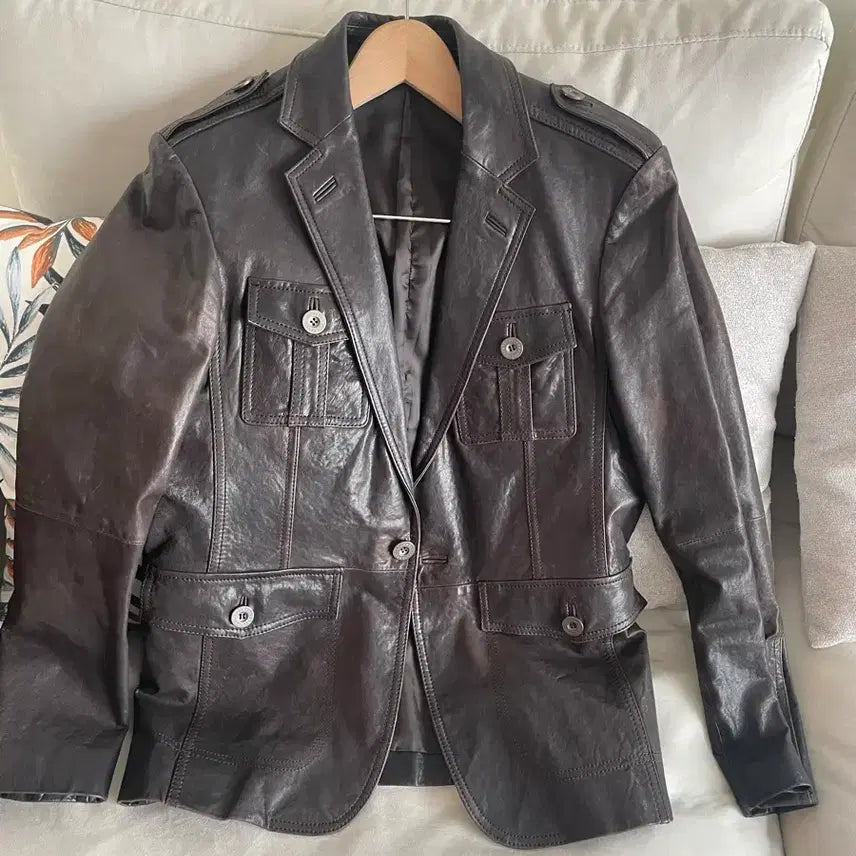 [BUNJANG] Intermezzo Brown Leather Jacket / 인터메조 브라운 가죽 자켓