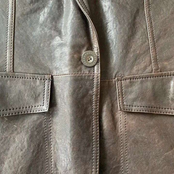 [BUNJANG] Intermezzo Brown Leather Jacket / 인터메조 브라운 가죽 자켓