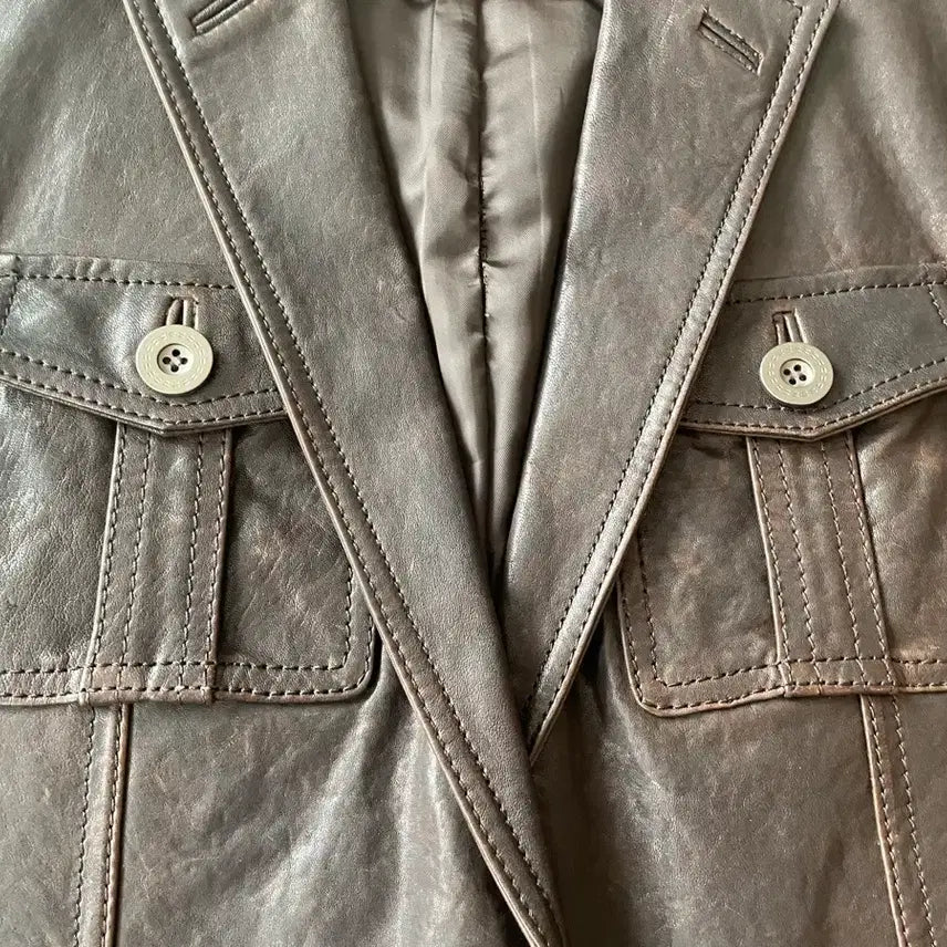 [BUNJANG] Intermezzo Brown Leather Jacket / 인터메조 브라운 가죽 자켓