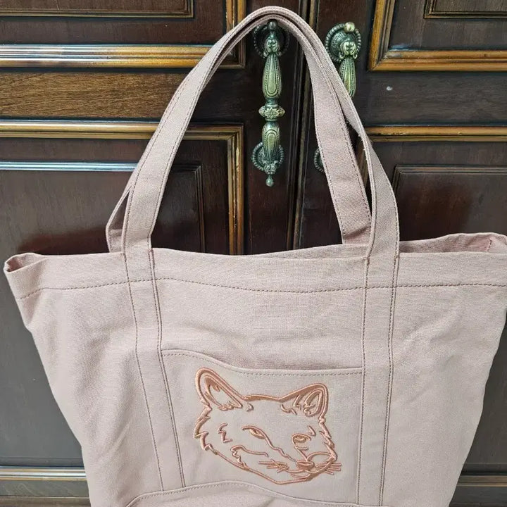 [BUNJANG] Maison Kitsune Fox Embroidered Tote Bag (Large) - Pink / 미사용 메종키츠네 폭스 자수 토트백 라지 핑크