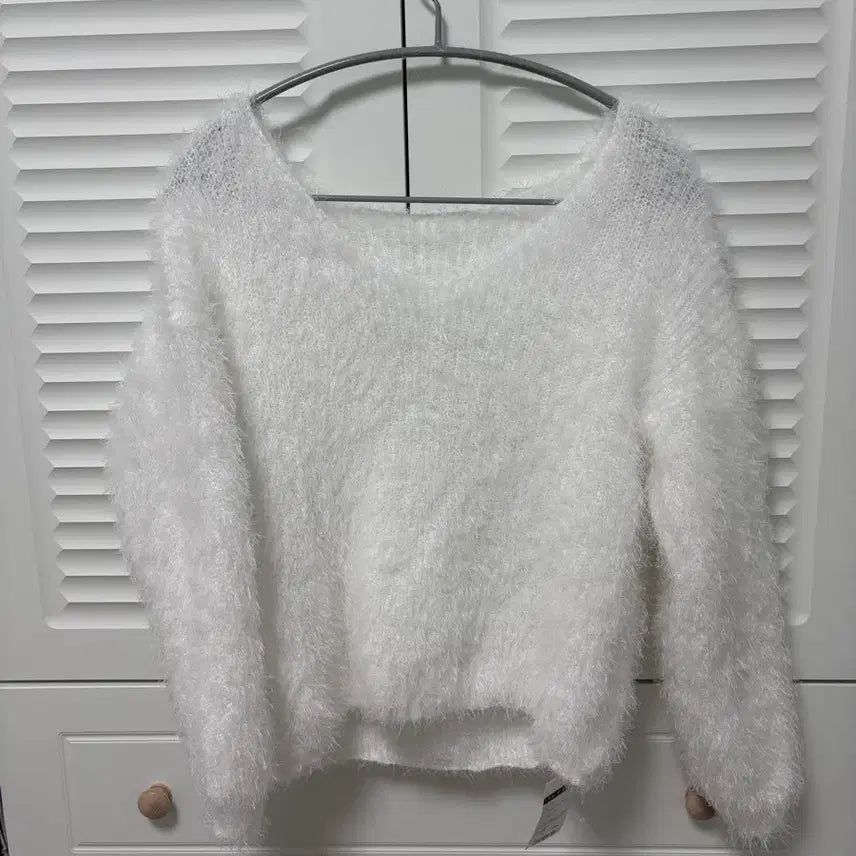 [BUNJANG] White Angora Knit Sweater / 화이트 앙고라 니트