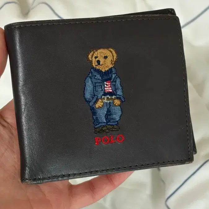 [BUNJANG] Polo Bear Brown Leather Wallet / 폴로 곰돌이 반지갑