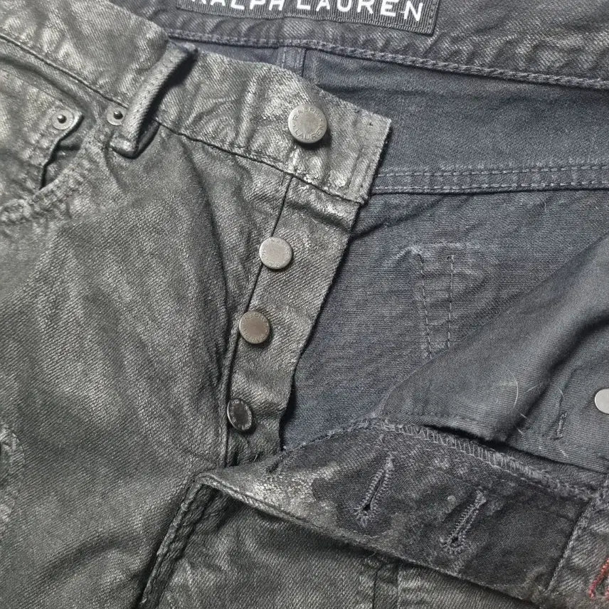 [BUNJANG] Ralph Lauren Black Label Coated Cargo Jeans / 랄프로렌 블랙라벨 블랙 코팅 카고 진