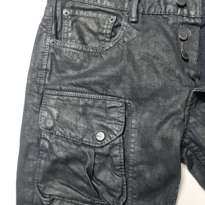 [BUNJANG] Ralph Lauren Black Label Coated Cargo Jeans / 랄프로렌 블랙라벨 블랙 코팅 카고 진