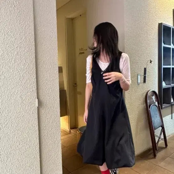[BUNJANG] thenib Balloon Wrinkle Dress Black / thenib 벌룬 링클 원피스 블랙