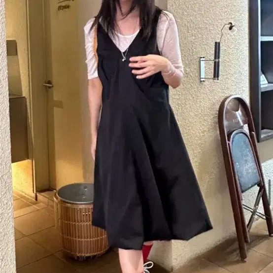 [BUNJANG] thenib Balloon Wrinkle Dress Black / thenib 벌룬 링클 원피스 블랙