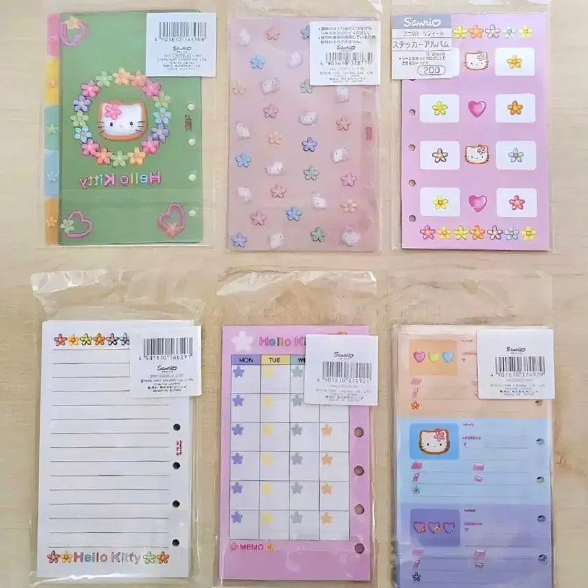 [BUNJANG] Kao Hana Kitty Diary Inserts Set / 카오하나 키티 다이어리 속지 6종세트, 키티다이어리 속지, 키티인덱스속지