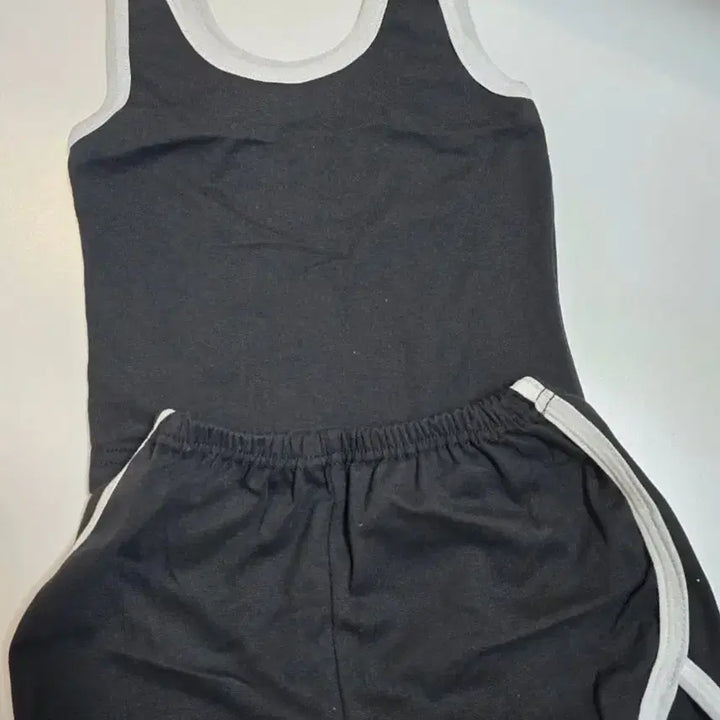 [BUNJANG] Navy Tank Top and Shorts Set / 나시 팬츠 세트 착샷