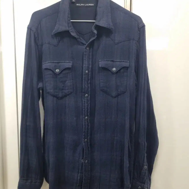 [SOLD OUT] 랄프로렌 블랙라벨 네이비 플래드 플란넬 웨스턴 버튼 셔츠