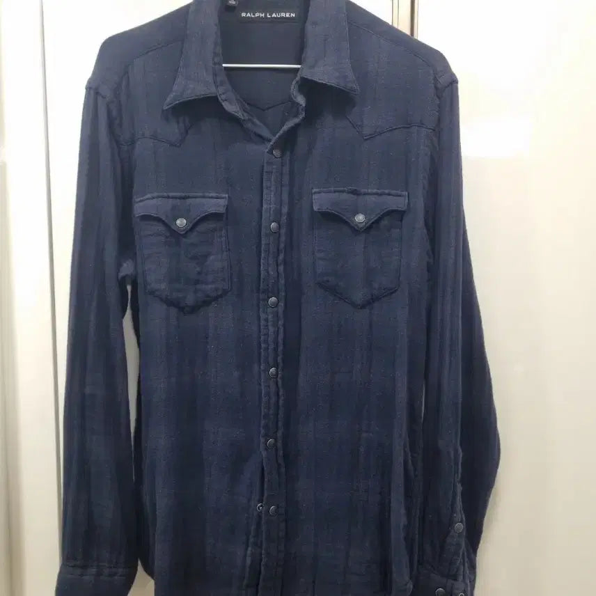 [SOLD OUT] 랄프로렌 블랙라벨 네이비 플래드 플란넬 웨스턴 버튼 셔츠