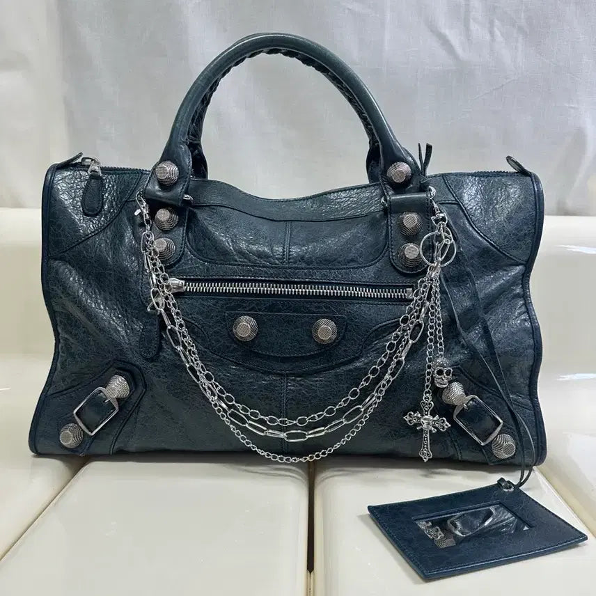 [BUNJANG] Balenciaga Giant City Motorbag Marine Blue Handbag / [A+ 정품] 발렌시아가 자이언트 시티 모터백 마린블루