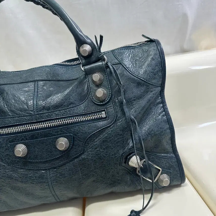 [BUNJANG] Balenciaga Giant City Motorbag Marine Blue Handbag / [A+ 정품] 발렌시아가 자이언트 시티 모터백 마린블루