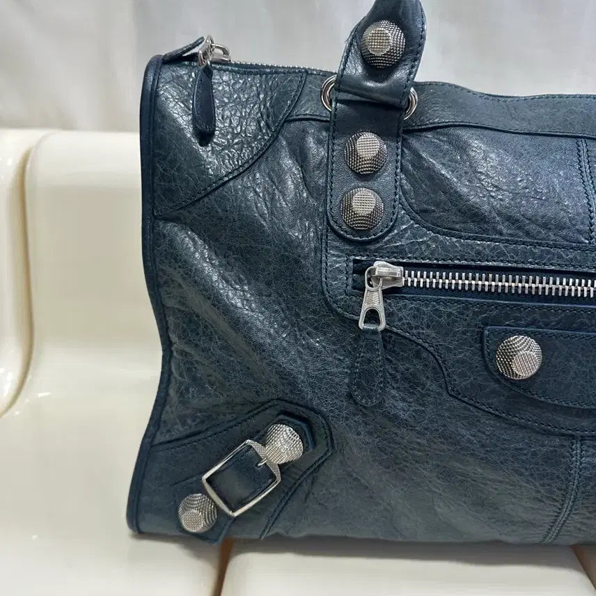 [BUNJANG] Balenciaga Giant City Motorbag Marine Blue Handbag / [A+ 정품] 발렌시아가 자이언트 시티 모터백 마린블루