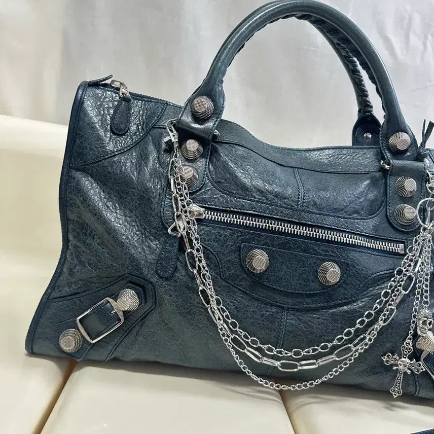 [BUNJANG] Balenciaga Giant City Motorbag Marine Blue Handbag / [A+ 정품] 발렌시아가 자이언트 시티 모터백 마린블루