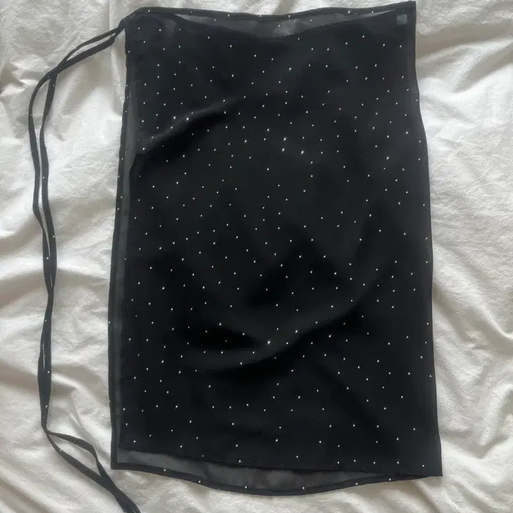 [BUNJANG] Layered Wrap Dot Skirt / 블랙 레이어드 랩 도트 스커트 (큐빅)
