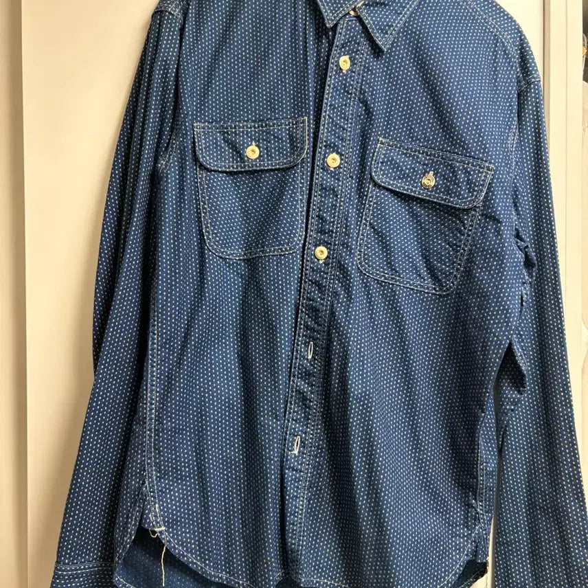 [BUNJANG] Trophy Clothing Work Shirt Blue Dot / Trophy Clothing 워크 셔츠 블루 도트