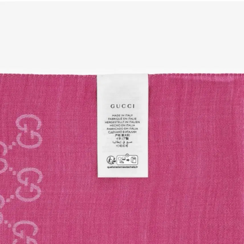 [BUNJANG] Gucci GG Logo Jacquard Wool Silk Scarf Pink / 구찌 GG 로고 자카드 울 실크 핑크 스카프