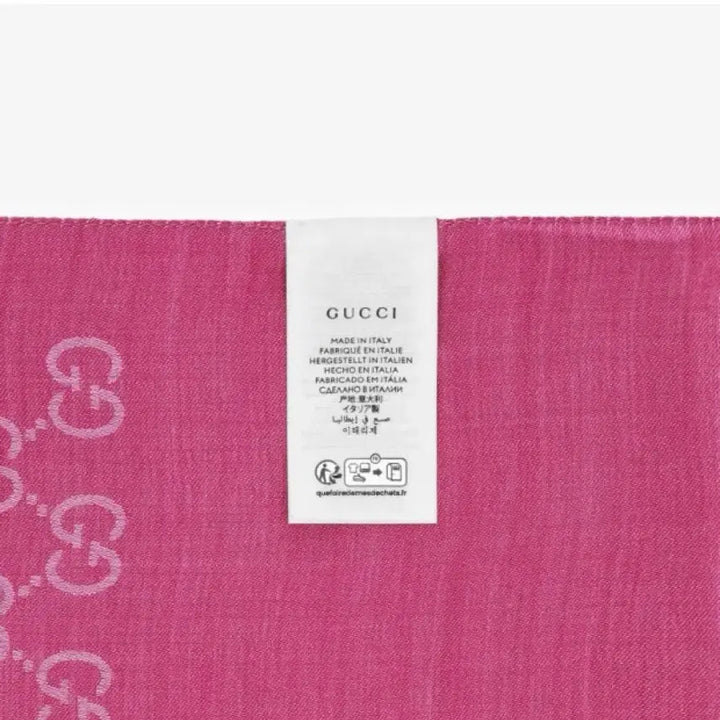 [BUNJANG] Gucci GG Logo Jacquard Wool Silk Scarf Pink / 구찌 GG 로고 자카드 울 실크 핑크 스카프