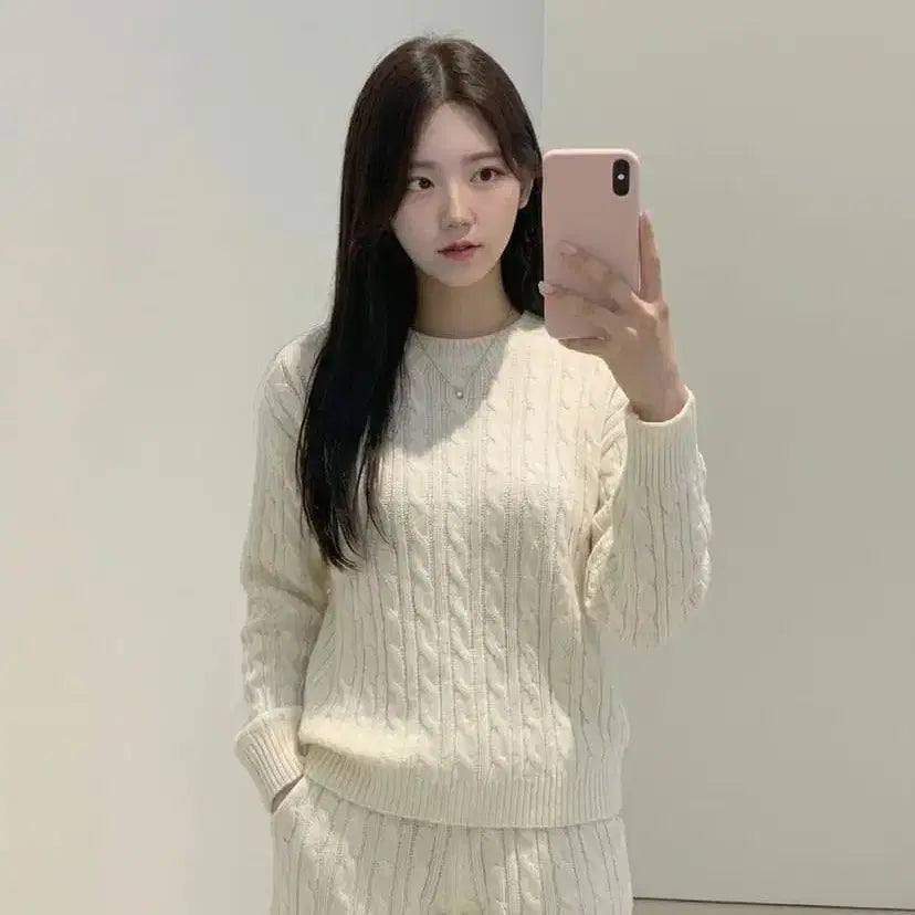 [BUNJANG] MERRYNA Cable Knit Shorts Set / 꽈배기 니트 팬츠 세트