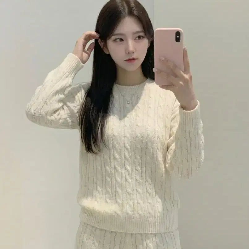 [BUNJANG] MERRYNA Cable Knit Shorts Set / 꽈배기 니트 팬츠 세트