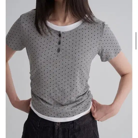 [BUNJANG] 8 Seconds Dot Gray T-Shirt L / 에잇세컨즈 도트 그레이 티셔츠 L