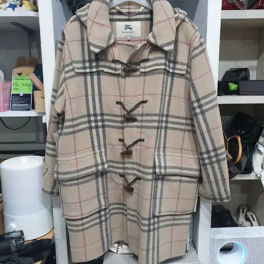 [BUNJANG] Burberry Nova Check Wool Duffle Coat / 버버리 노바 체크 후드 더플 코트 48