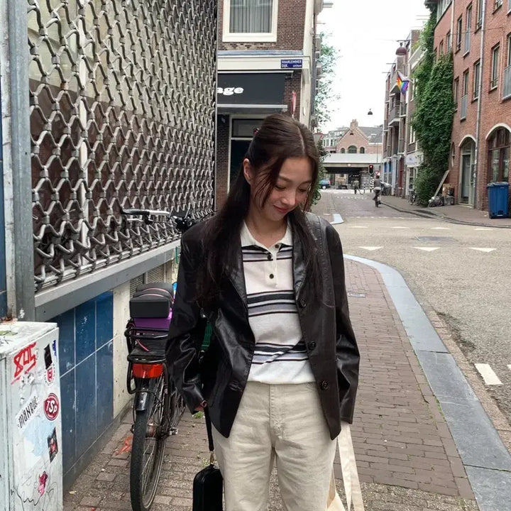 [BUNJANG] Underson Leather Jacket (Brown) / 언더슨 가죽자켓