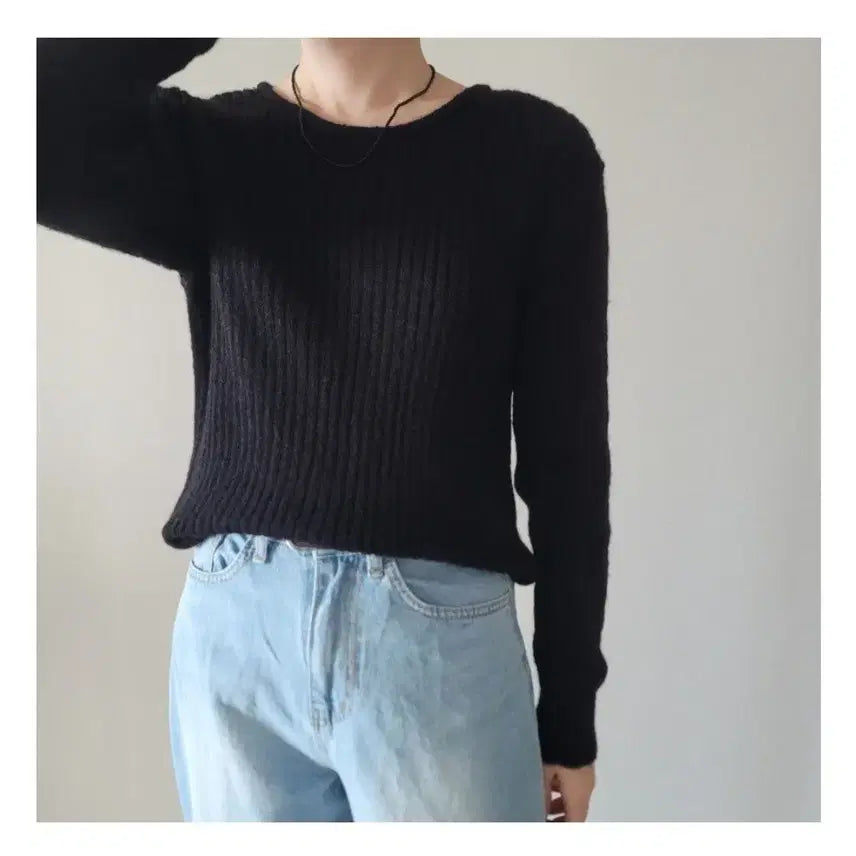 [BUNJANG] Alpaca Wool Ribbed Knit Sweater / 새상품 알파카 울 골지니트