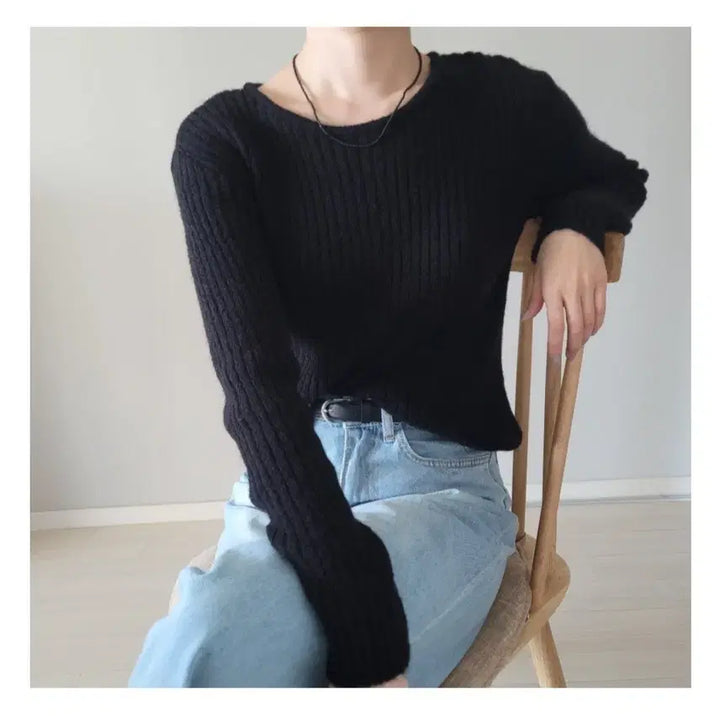 [BUNJANG] Alpaca Wool Ribbed Knit Sweater / 새상품 알파카 울 골지니트