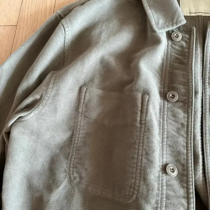 [BUNJANG] Pottery Dark Rubbed Work Jacket - Size 2 / 포터리 몰스킨 워크 자켓 -다크러벳 2사이즈