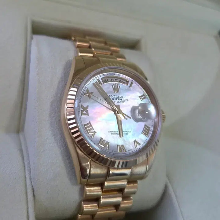[BUNJANG] Rolex Day-Date 118238 18k Gold Watch / 로렉스 118238 데이데이트 진주자개판 18k 금통