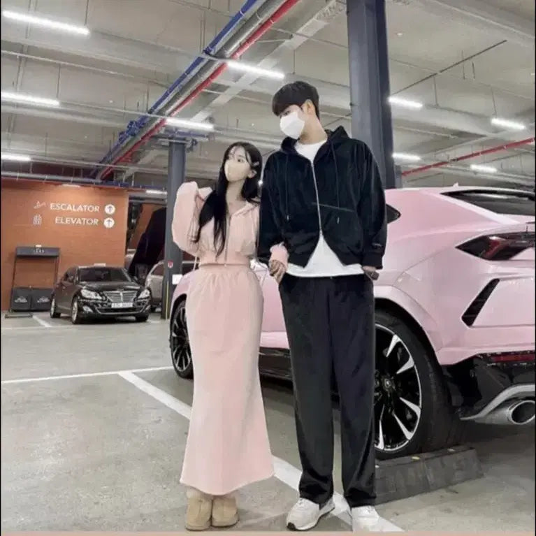 [BUNJANG] Mayyun Navy Microfiber Training Set / 메이윤 양면 극세사 네이비 트레이닝복 (숏 후집 + 롱스커트)