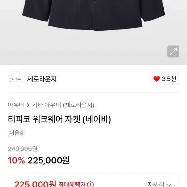 [BUNJANG] Tipico Work Jacket Navy Zero Lounge 95 / 티피코 워크자켓 네이비색 제로라운지 95