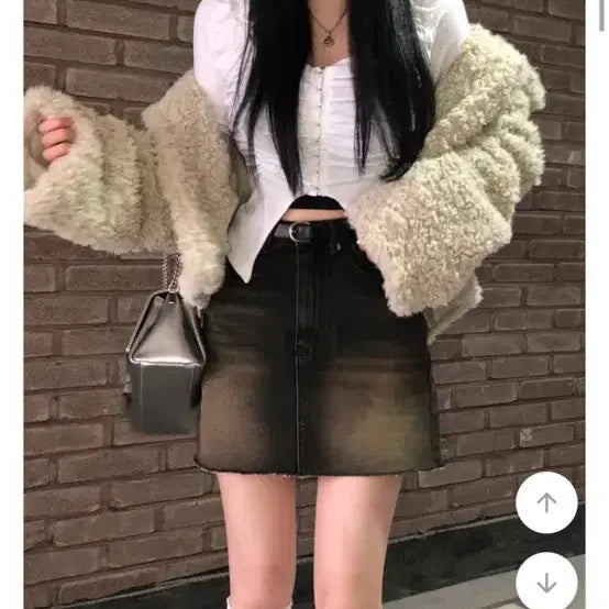 [BUNJANG] Vintage Black Wash Mini Skirt / 빈티지 흑청 워싱 미니스커트