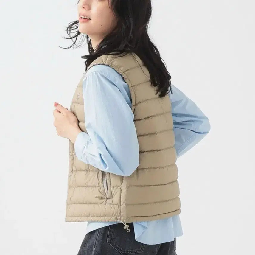 [BUNJANG] Danton Padding Vest Sand Beige / 단톤 패딩 베스트 샌드 베이지