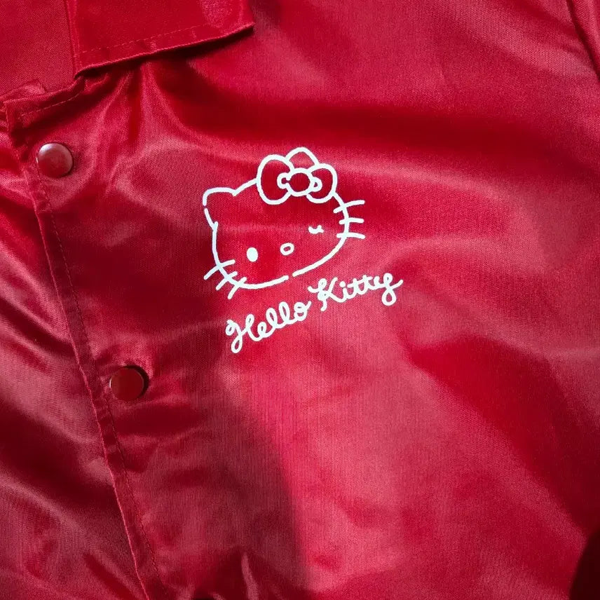 [BUNJANG] Kitty Red Polyester Unlined Coach Jacket / 키티 레드 폴리에스터 언라이닝 코치 재킷