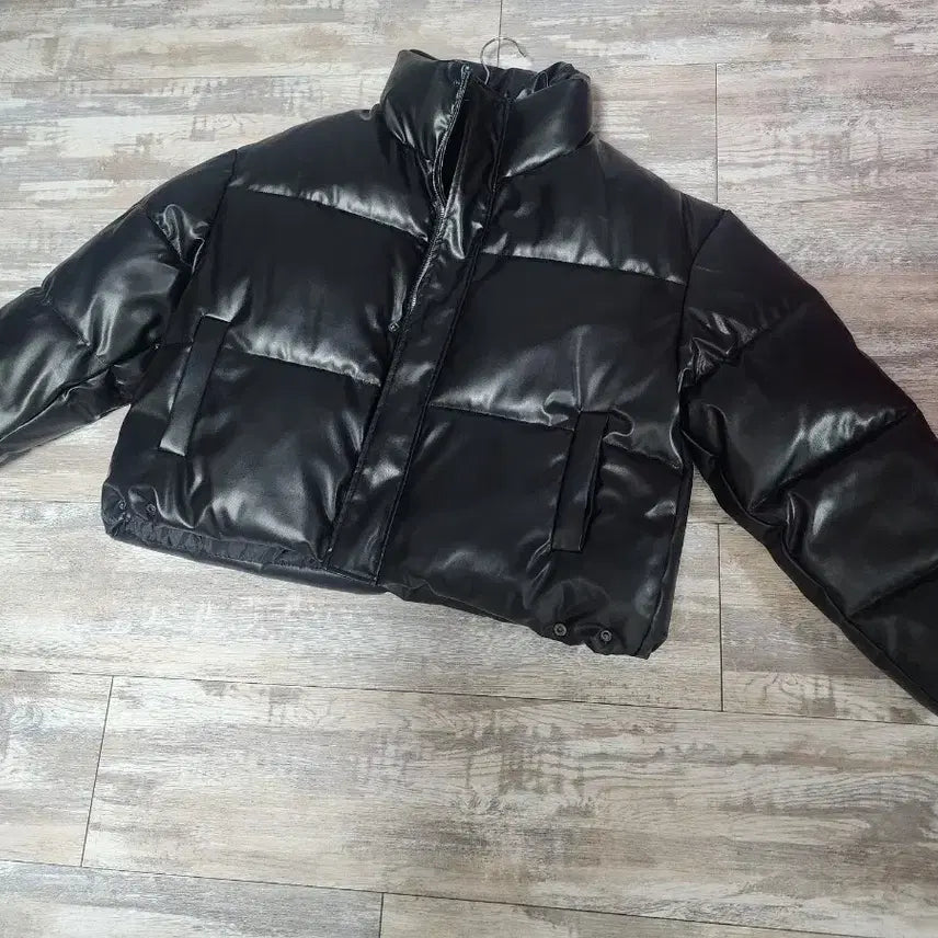 [BUNJANG] Leather Short Padded Jacket / 레더숏패딩