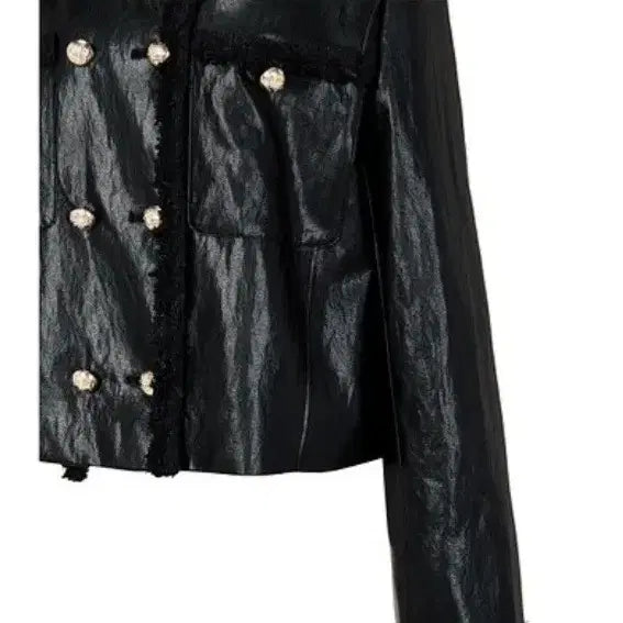 [BUNJANG] VOV Tweed Trim Double Leather Jacket / [새상품]보브(VOV ) 트위드 트림 더블 레더 자켓