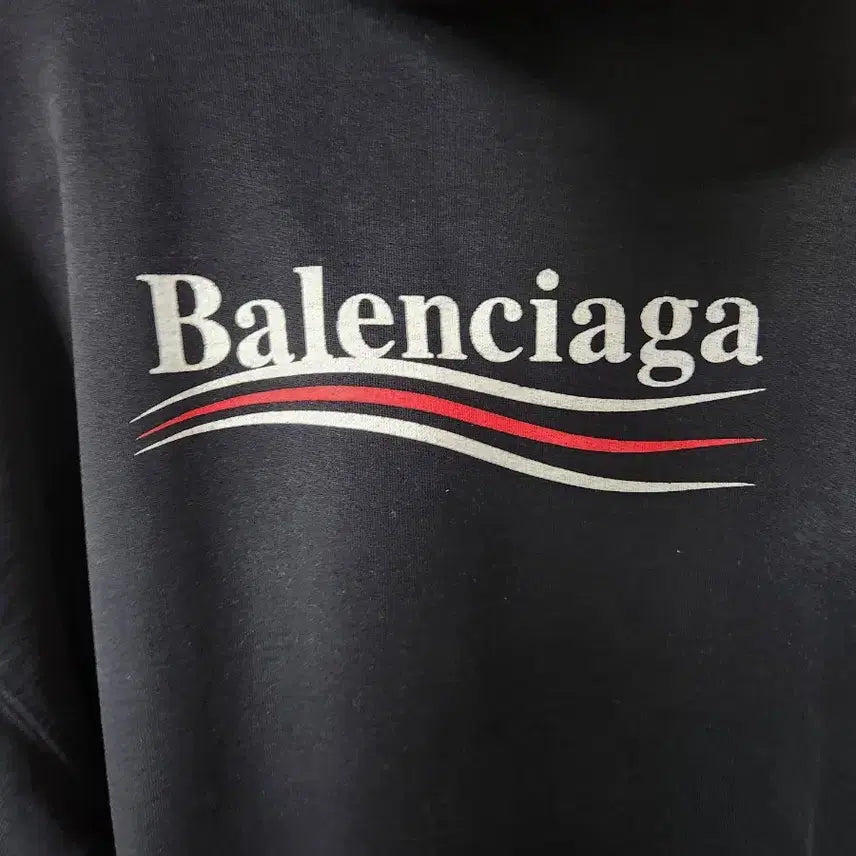 [BUNJANG] Balenciaga Wave Logo Black Hoodie XS / (정품) 발렌시아가 웨이브로고 블랙 후드티 XS(100~105)