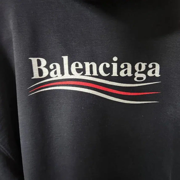 [BUNJANG] Balenciaga Wave Logo Black Hoodie XS / (정품) 발렌시아가 웨이브로고 블랙 후드티 XS(100~105)