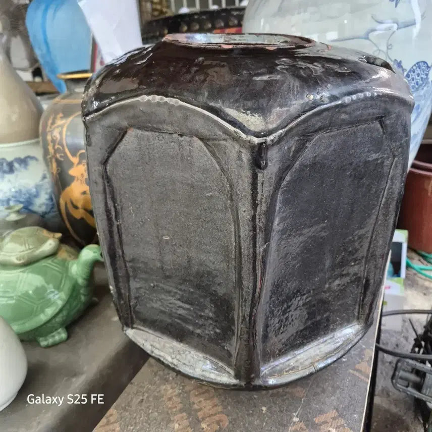 [BUNJANG] Chunmok-yu Octagonal Jar / 천목유 팔각항아리