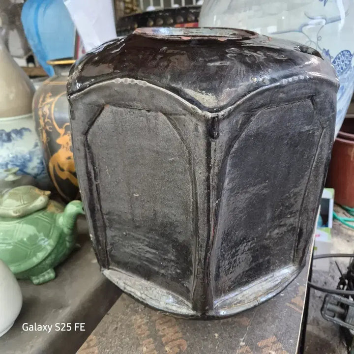 [BUNJANG] Chunmok-yu Octagonal Jar / 천목유 팔각항아리