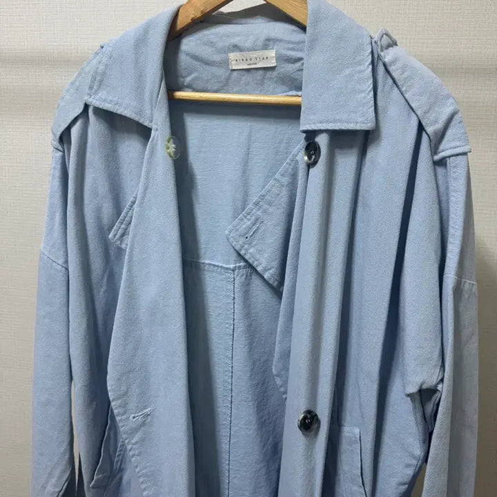 [BUNJANG] Lingo Star Long Trench Coat Sky Blue / 링고스타 롱 트렌치코트 스카이블루