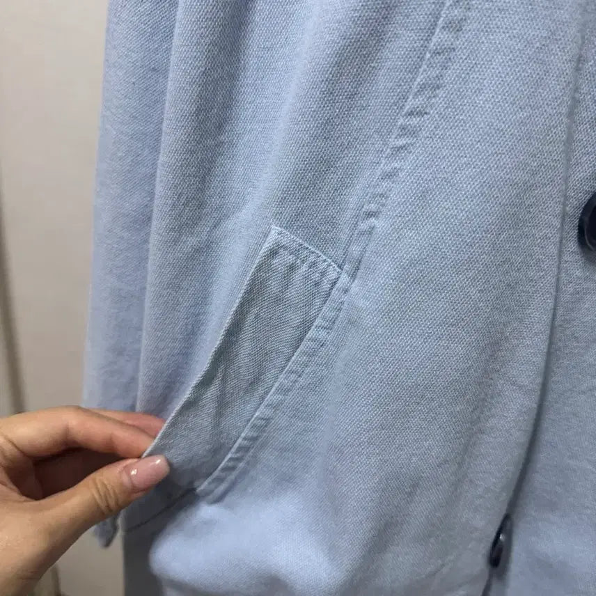 [BUNJANG] Lingo Star Long Trench Coat Sky Blue / 링고스타 롱 트렌치코트 스카이블루