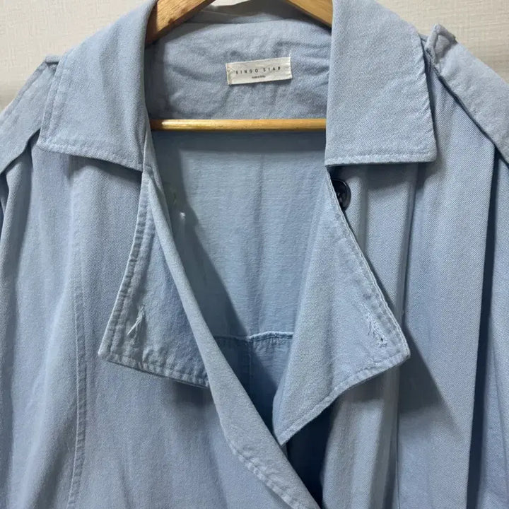 [BUNJANG] Lingo Star Long Trench Coat Sky Blue / 링고스타 롱 트렌치코트 스카이블루